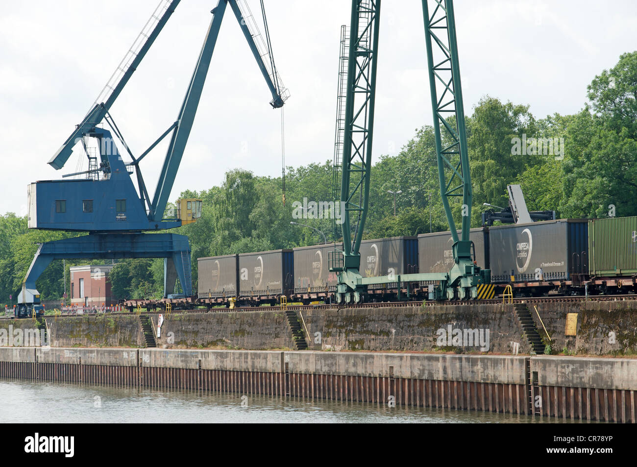 Eisenbahn-Container Fracht-terminal Niehl, Köln Stockfoto