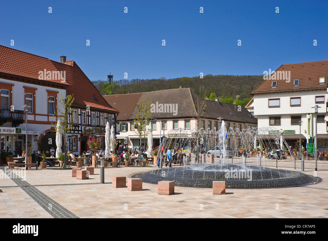 Stadtplatz, Bad Bergzabern, Deutsche Weinstraße, Deutsche Weinstraße, Pfalz, Rheinland-Pfalz, Deutschland, Europa Stockfoto