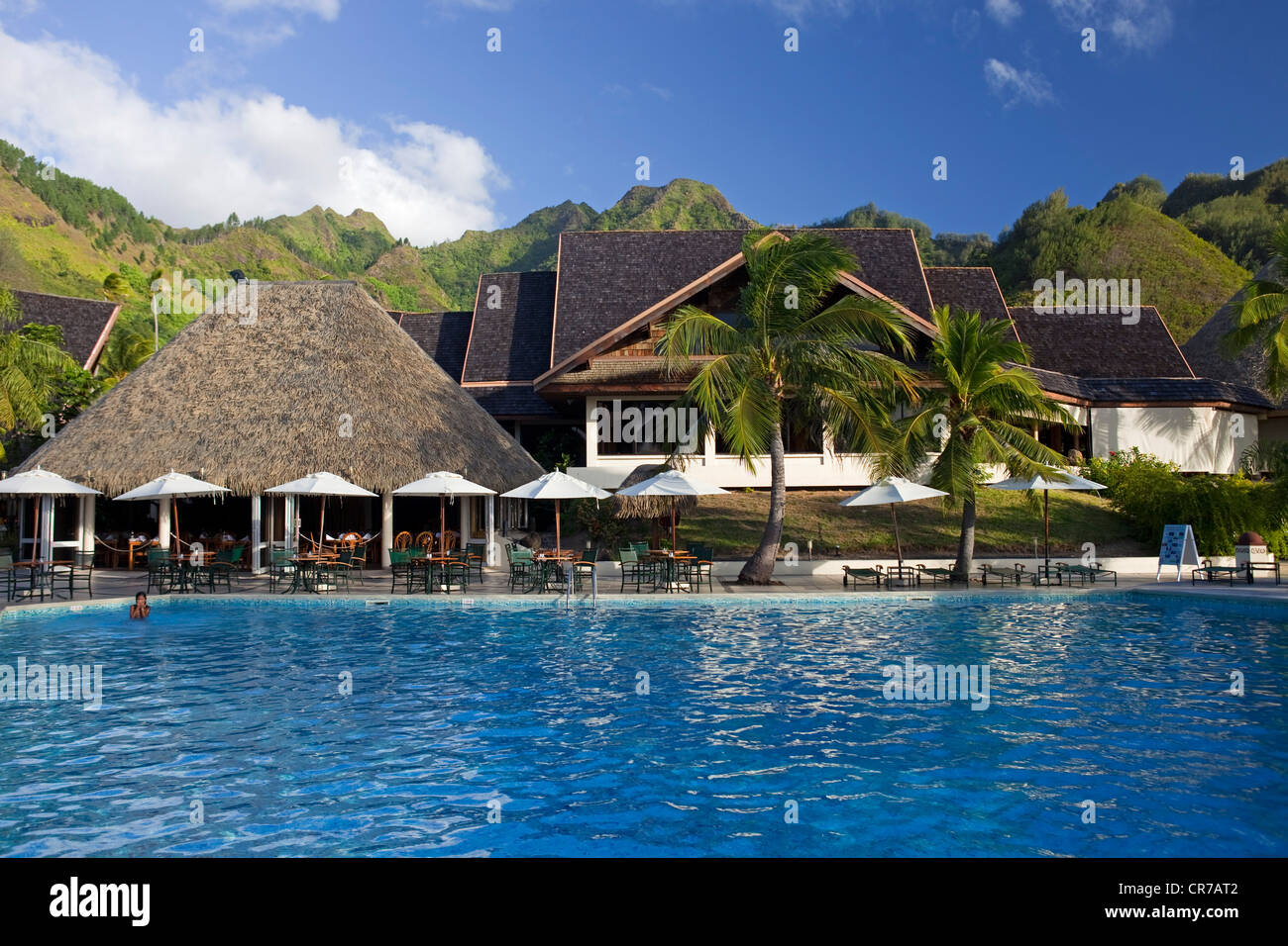 Frankreich, Französisch-Polynesien, Gesellschaft Schären, Inseln unter dem Winde, Moorea, Intercontinental Hotel, Schwimmbad Stockfoto
