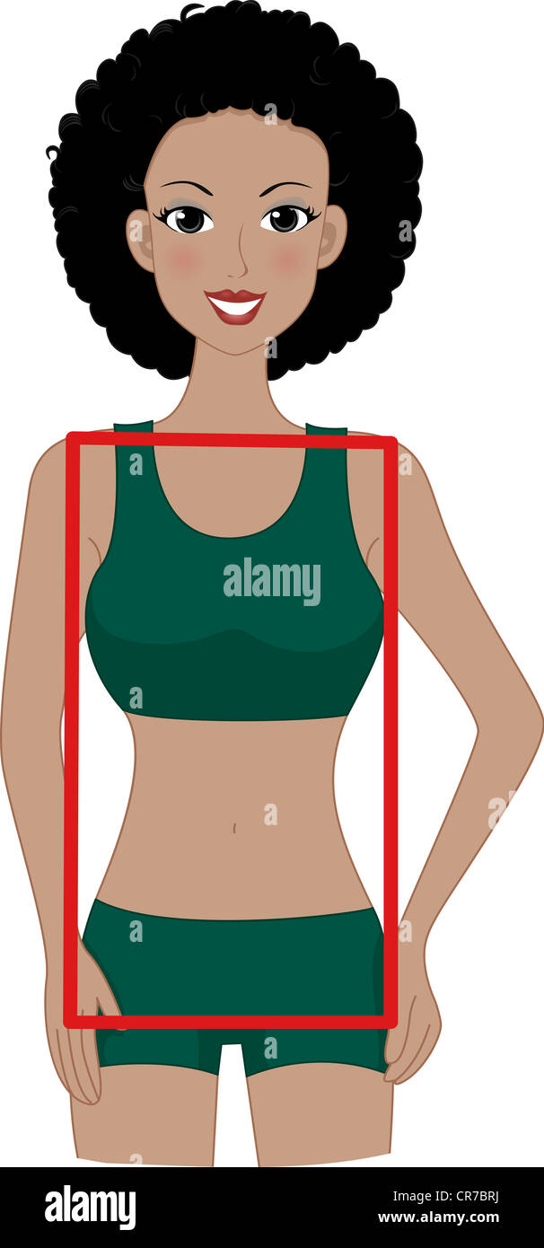 Abbildung einer Frau mit einem rechteckigen Körperform Stockfoto