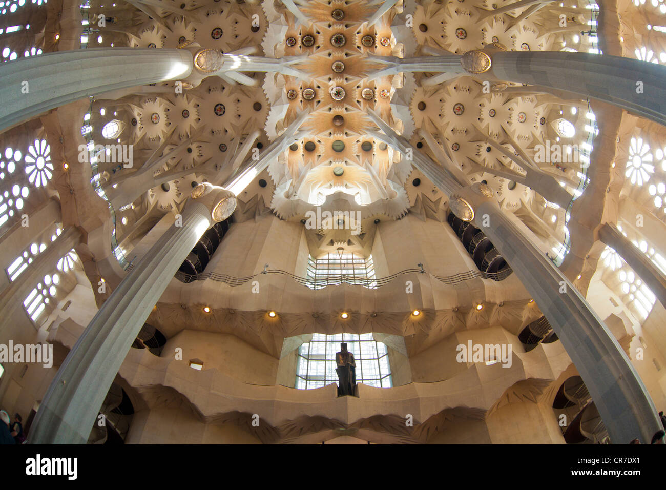 Kirche, Decke, Baum-förmigen stützen und Decke, Innere der Sagrada Familia, Basílica ich Temple Expiatori De La Sagrada Família, Stockfoto