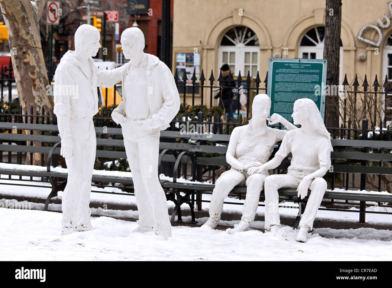 Vereinigte Staaten, New York City, Manhattan, Greenwich Village, Christopher Park, Gay Liberation monument Stockfoto