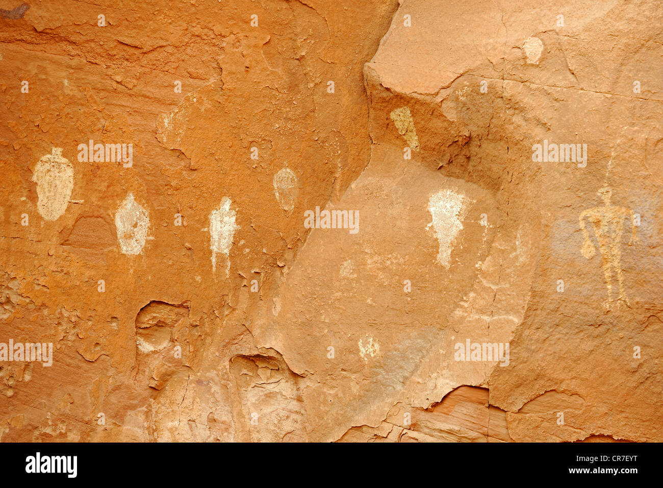 Ca. 1500 Jahre alten Palm-Drucke und Zeichnungen von Native Americans, Mystery Valley, Arizona, USA Stockfoto
