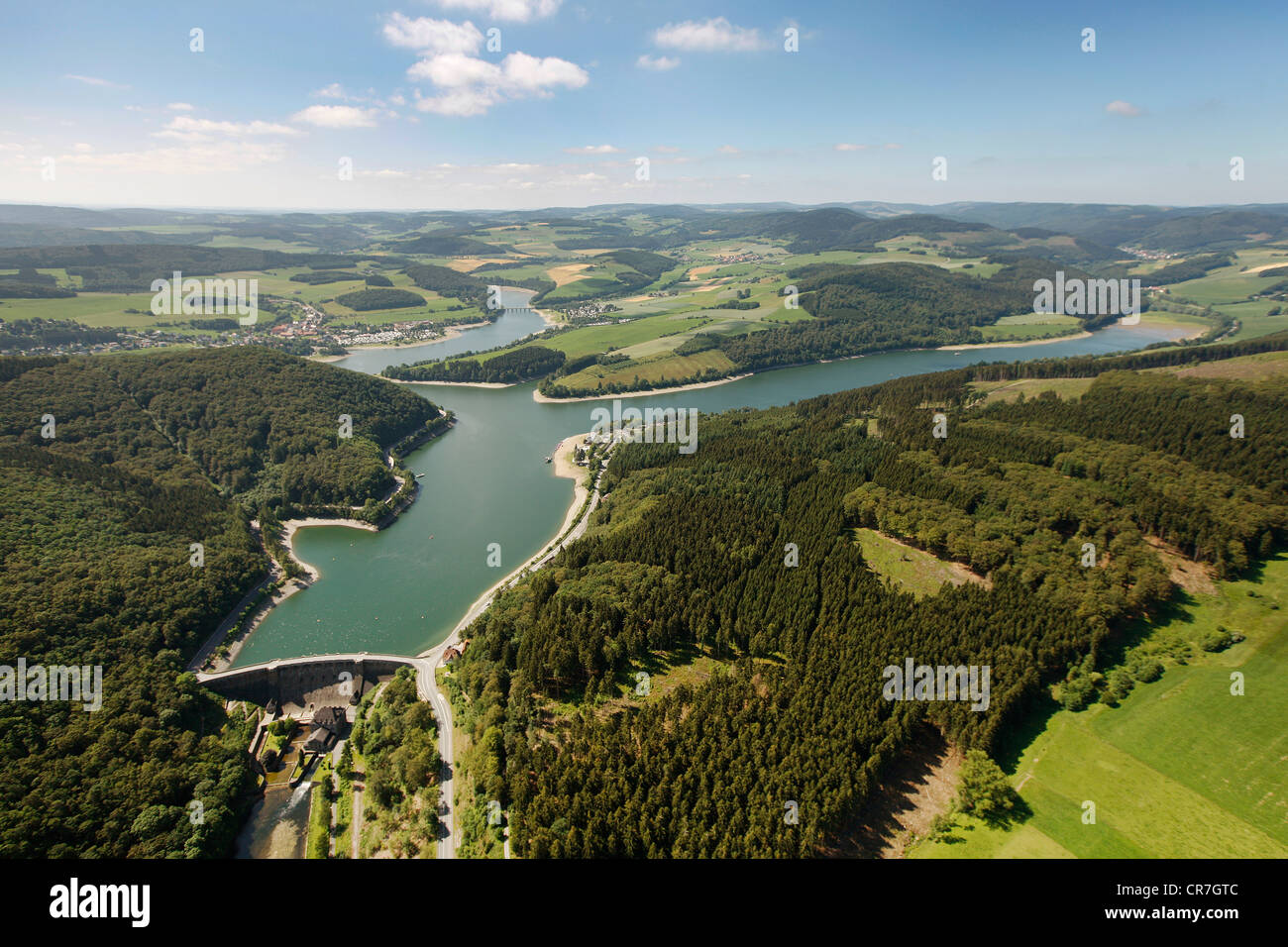 Antenne, Naturpark Diemelsee, Nationalpark, Buchenwälder, UNESCO-Weltkulturerbe, Willingen Upland, Sauerland anzeigen Stockfoto