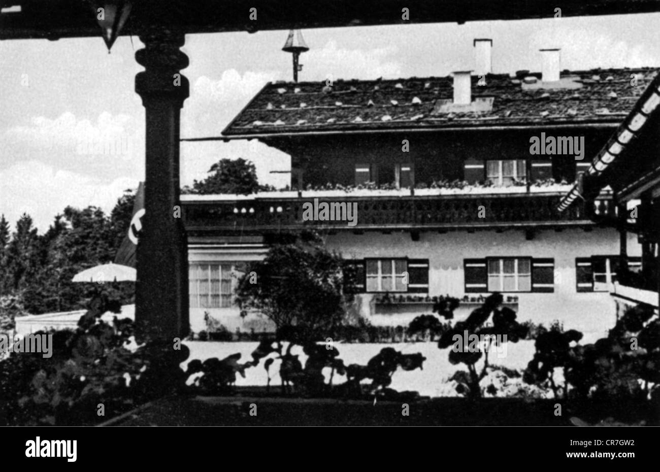 Hitler, Adolf, 20.4.1889 - 30.4.1945, deutscher Politiker (NSDAP), sein Haus Berghof am Obersalzberg, Ansicht, 1935, Stockfoto