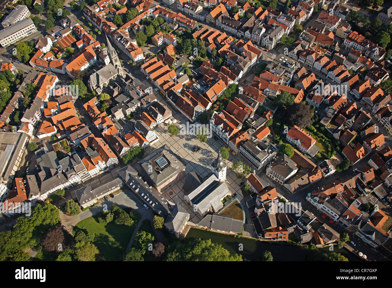 Luftbild, Rathaus, Detmold, Ostwestfalen-Lippe, Ostwestfalen, Nordrhein-Westfalen, Deutschland, Europa Stockfoto