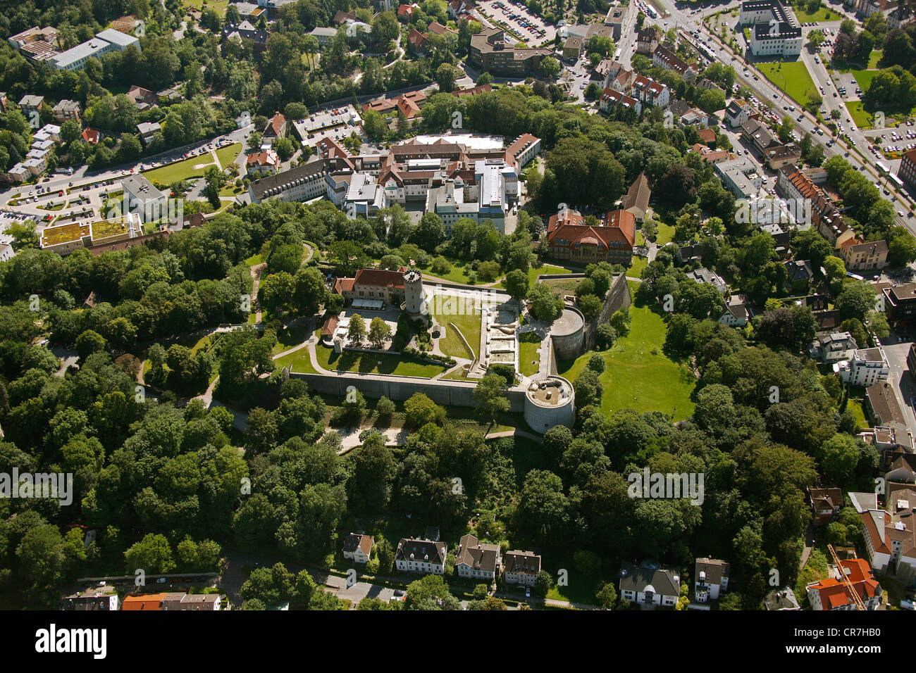 Luftaufnahme, Johannisberg, Sparrenburg Schloss, Burgruine, Bielefeld, Teutoburger Wald, Region Ostwestfalen-Lippe, Westfalen Stockfoto