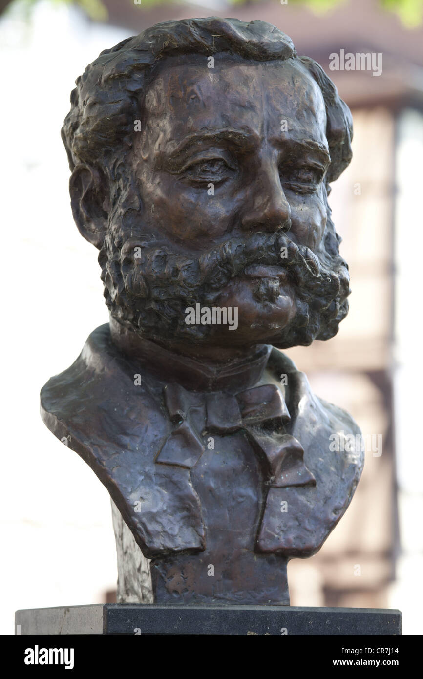 Dunant, Henri, 8.5.188 - 30.10.1910, Schweizer Arzt, Bust, Straßburg, Frankreich, Stockfoto