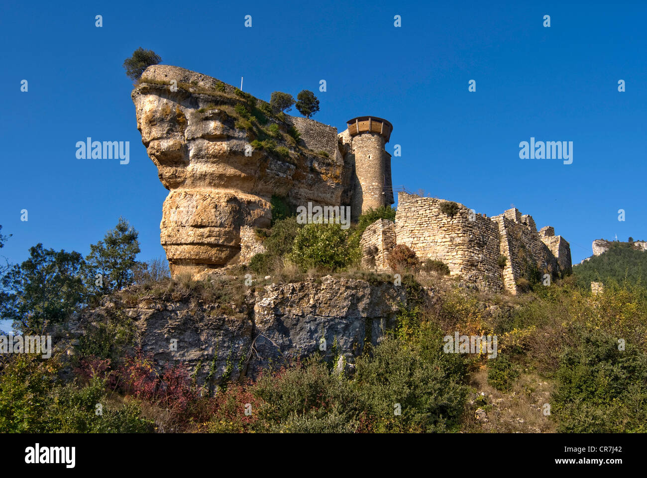 Frankreich, Aveyron, Riviere Sur Tarn, XII Jahrhundert Peyrelade Burg Stockfoto