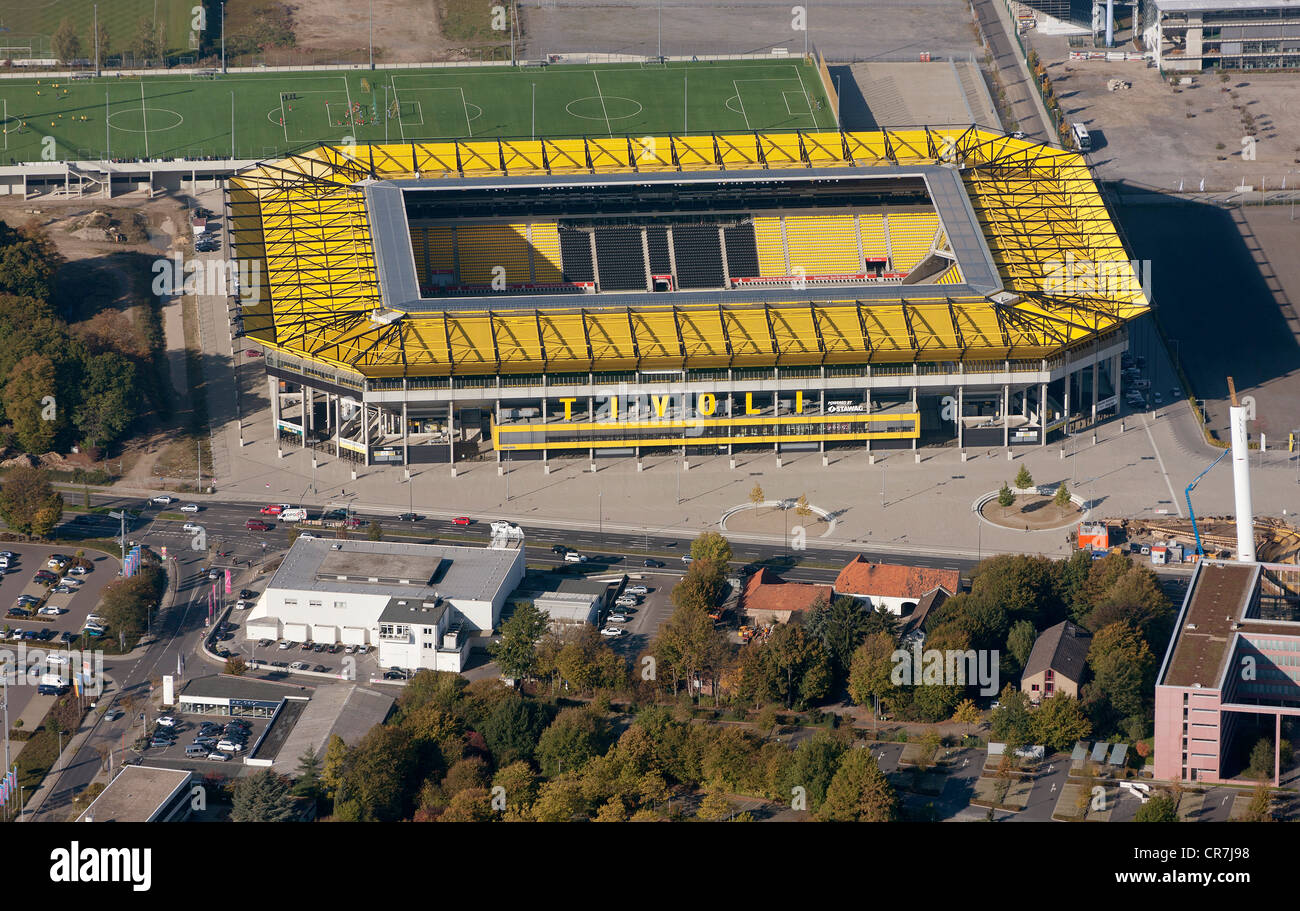 Luftaufnahme, neue Tivoli-Stadion Alemannia Aachen Fußballstadion, Baujahr 2009, Aachen, Nordrhein-Westfalen, Deutschland, Europa Stockfoto