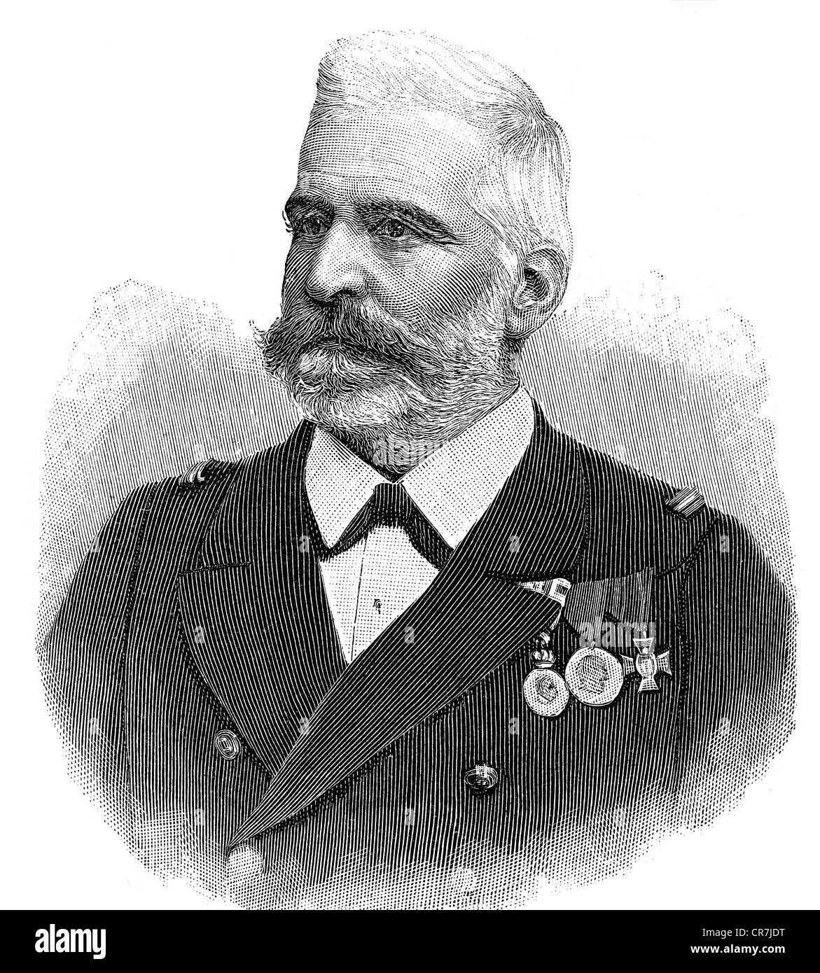 Montecuccoli, Rudolf Count von, 22.2.1843 - 16.5.1922, Österreich-ungarischer Admiral, Porträt, Holzgravur, 1897, Stockfoto