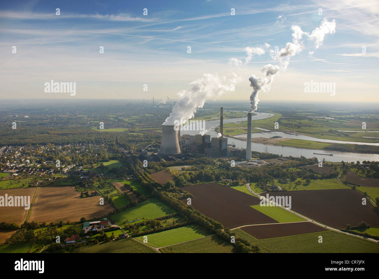 Luftaufnahme, Voerde, Niederrhein, Ruhrgebiet, Nordrhein-Westfalen, Deutschland, Europa Stockfoto