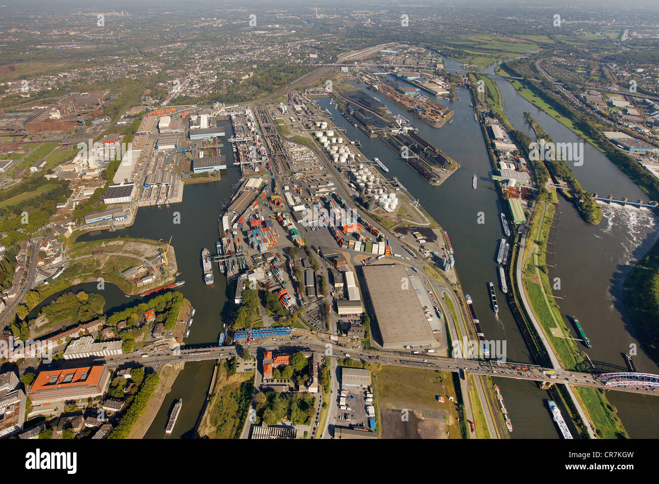 Luftaufnahme, Hafen Duisburg, Duisport, Containerhafen, Kohle Dock ...