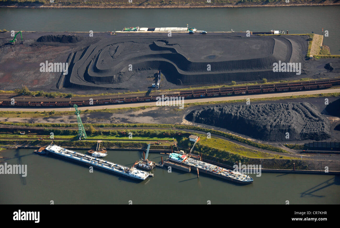 Luftaufnahme, Hafen Duisburg, Duisport, Containerhafen, Kohle dock, Ruhr, Rhein, Ruhrort Viertel, Duisburg, Ruhrgebiet Stockfoto