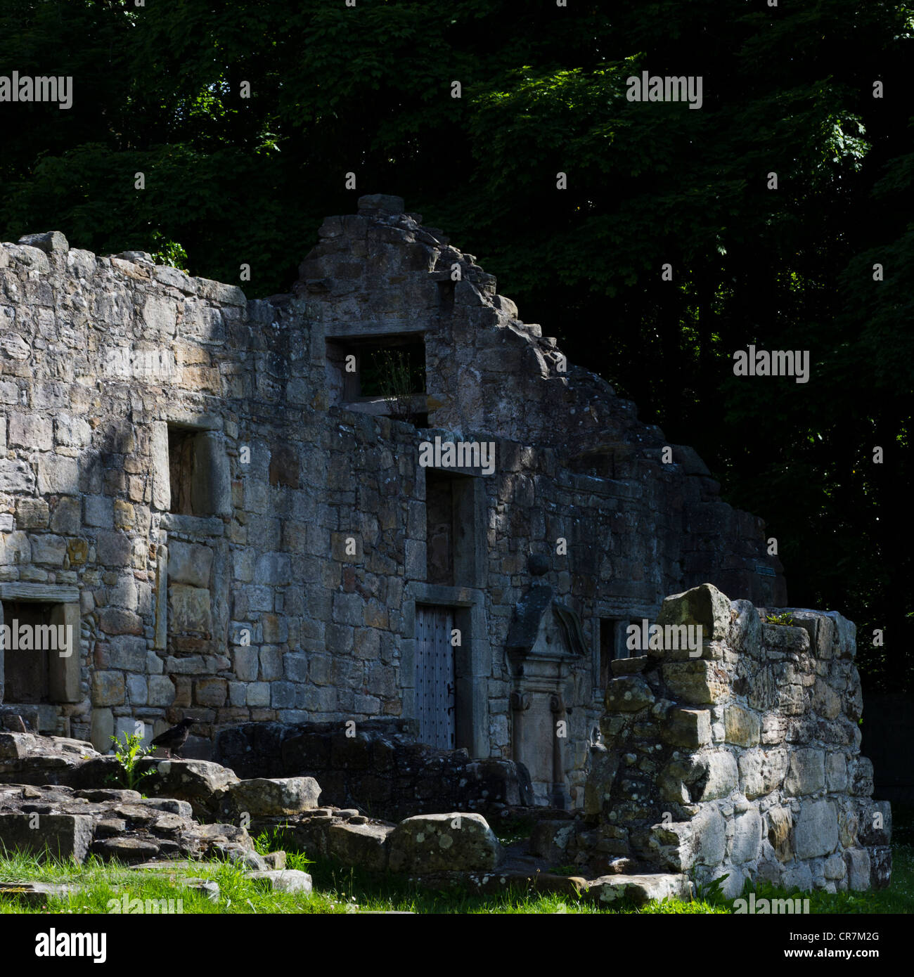 Die zerstörten 12. Jahrhundert, Kirche St. Bridget auf der Fife Coastal Path Dalgety Bay. Stockfoto