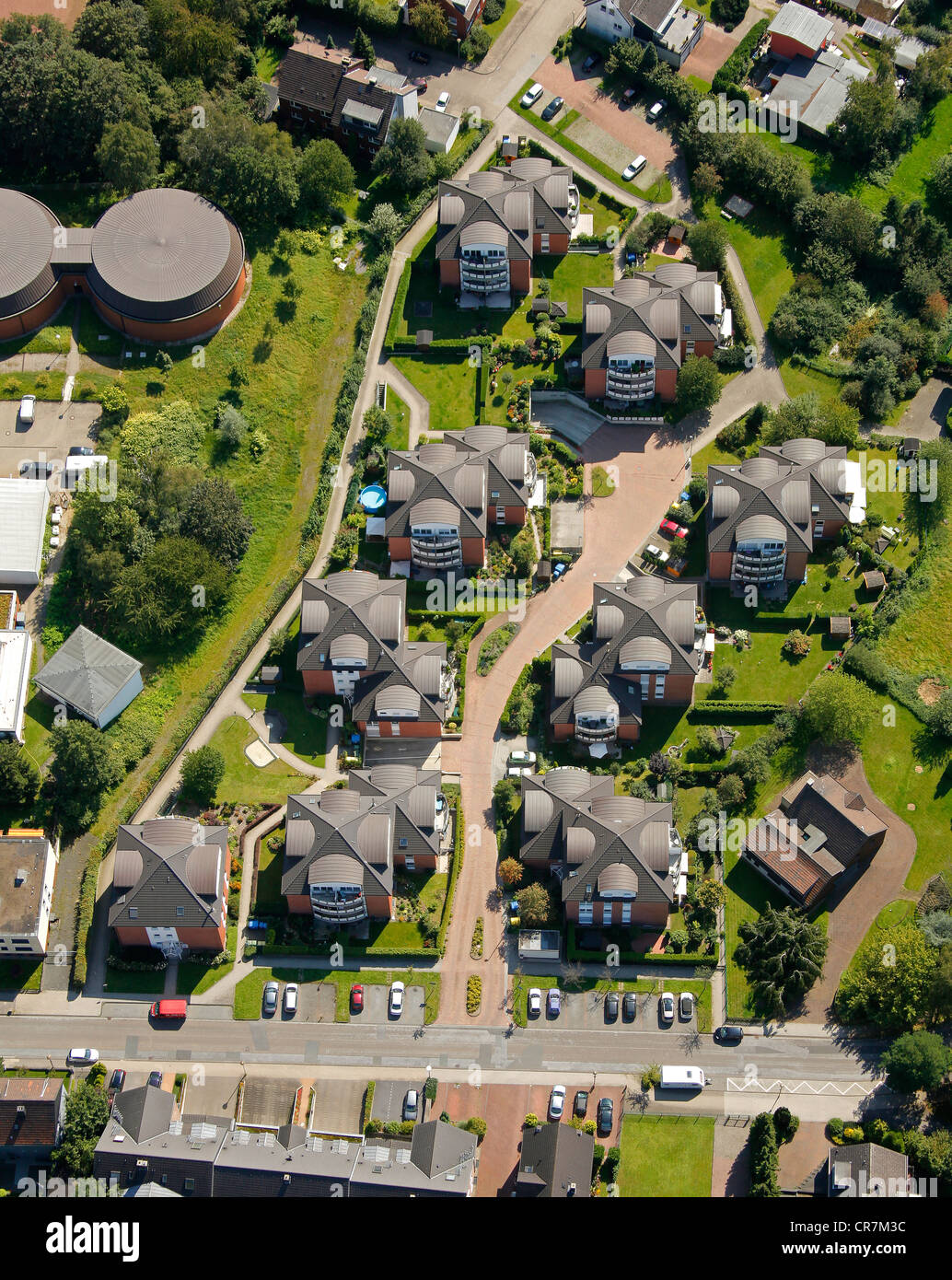 Luftbild, Wohnanlage, Tackenberg Bezirk, Stadtteil Sterkrade, Oberhausen, Ruhrgebiet, Nordrhein-Westfalen Stockfoto