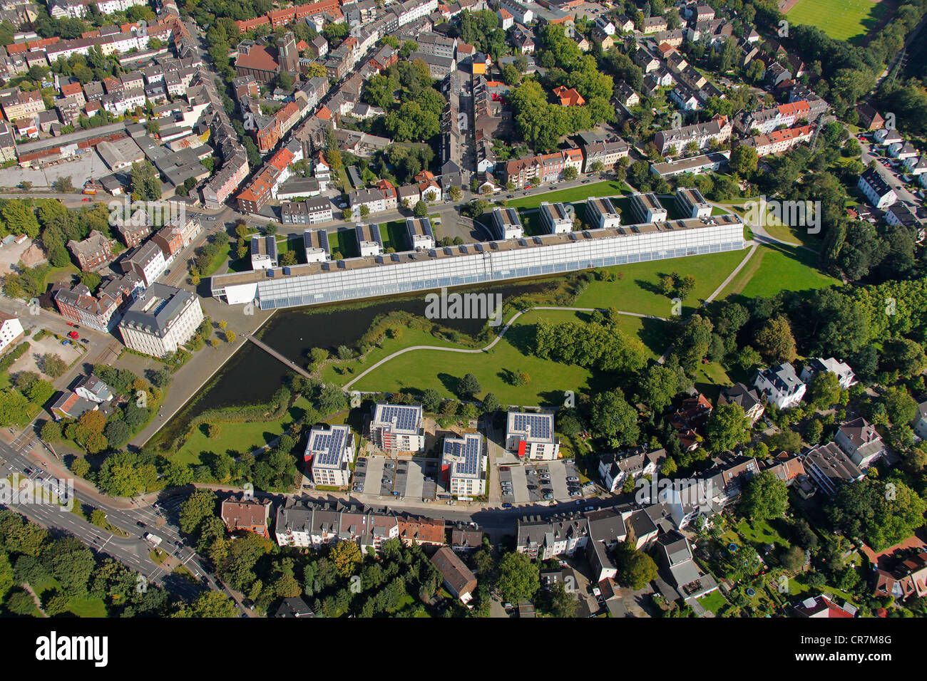 Luftbild, Klima und Wissenschaft park Siedlung, Gelsenkirchen, Ruhrgebiet, Nordrhein-Westfalen, Deutschland, Europa Stockfoto