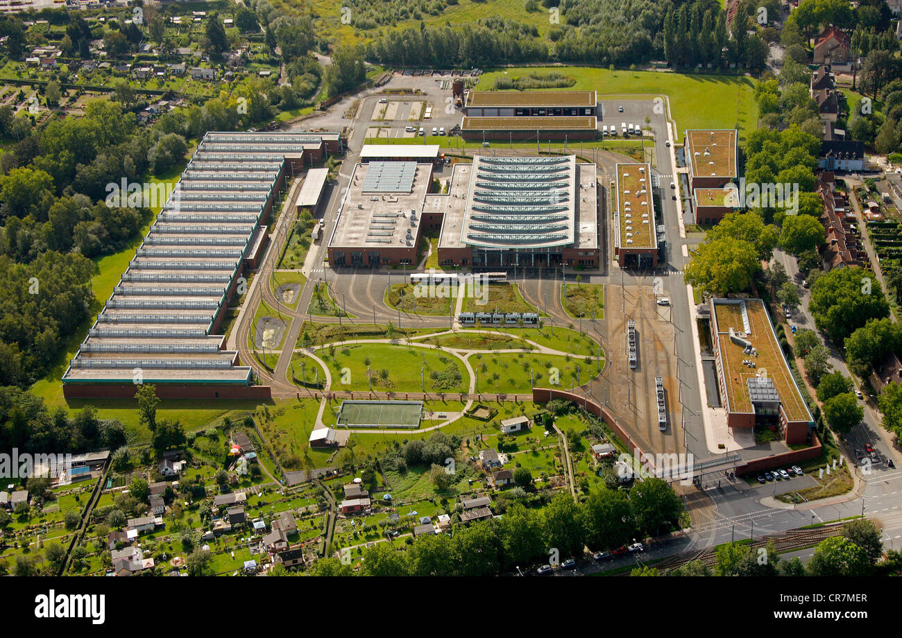 Luftbild, Straßenbahndepot Engelsburg, Essener Straße, BOGESTRA, Bochum, Ruhrgebiet, Nordrhein-Westfalen, Deutschland, Europa Stockfoto