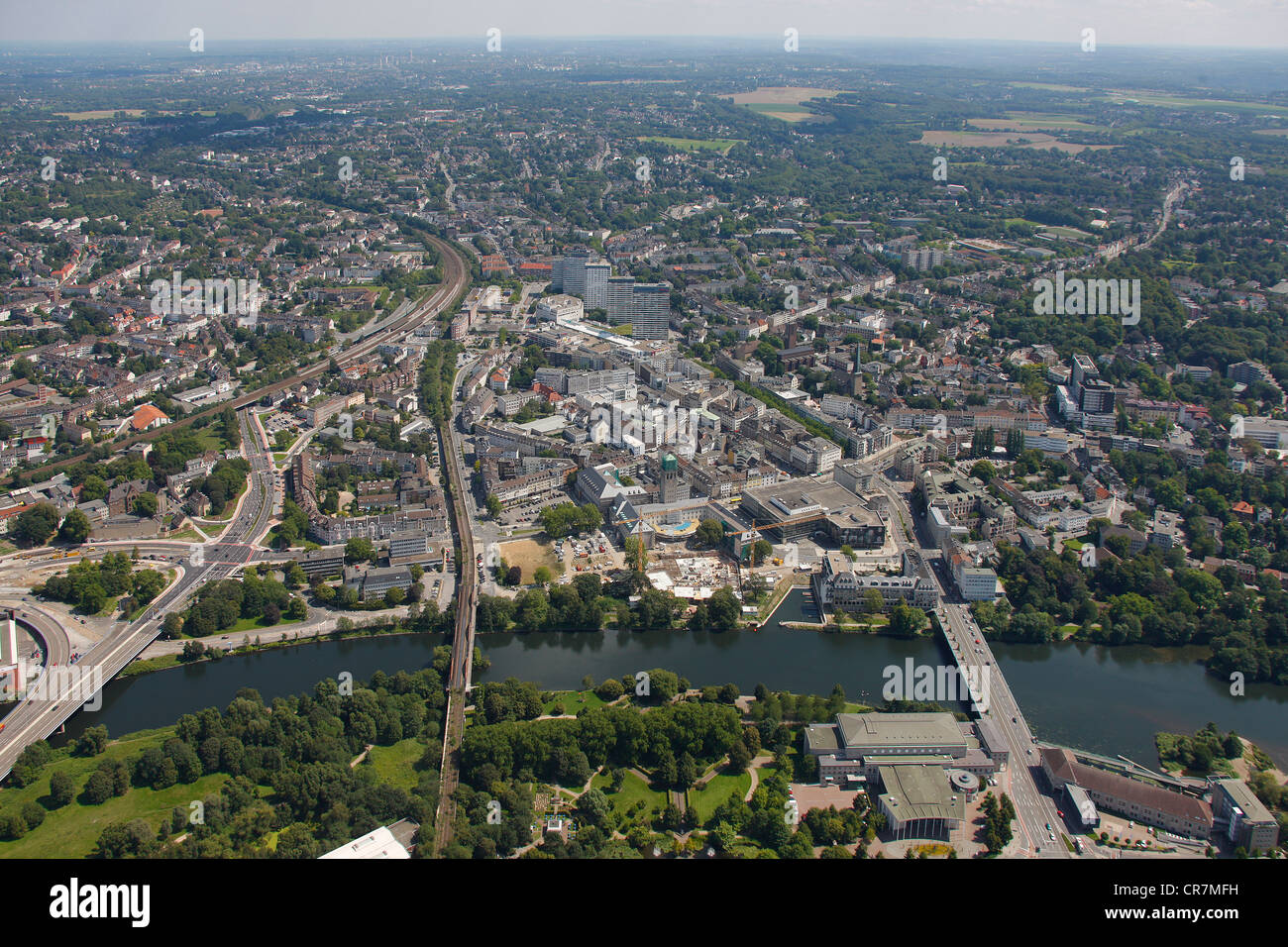 Luftaufnahme, Wiederaufbau im Zentrum Stadt, Ruhrbania Projekt, Mülheim an der Ruhr, Ruhrgebiet, Nordrhein-Westfalen Stockfoto