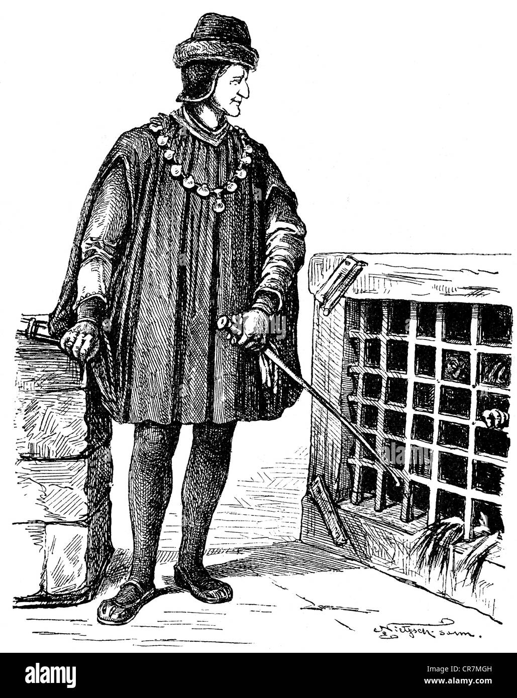 Louis XI "der umsichtige", 3.7.1423 - 30.8.1483, König von Frankreich 22.7.1461 - 30.8.1483, volle Länge, Holzgravur, 19. Jahrhundert, Stockfoto