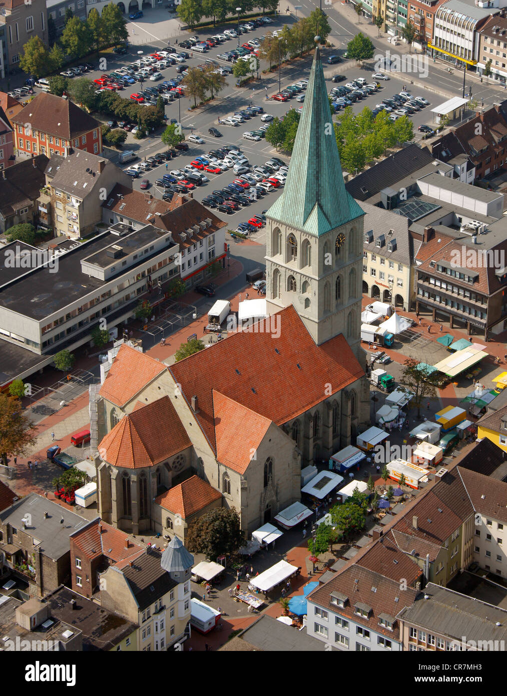 Luftaufnahme, Chiesa di San Paolo mit dem Markt Platz, Hamm, Ruhr und Umgebung, Nordrhein-Westfalen, Deutschland, Europa Stockfoto