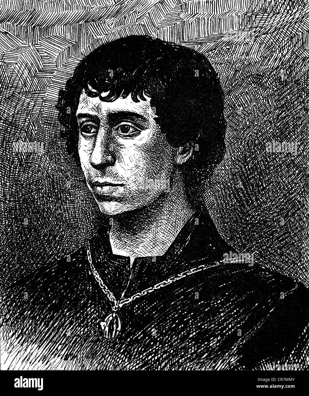 Karl I. 'der Kür', 10.11.1433 - 5.1.1477, Herzog von Burgstall 15.6.1467 - 5.1.1477, Porträt, Holzgravur, 19. Jahrhundert, Stockfoto