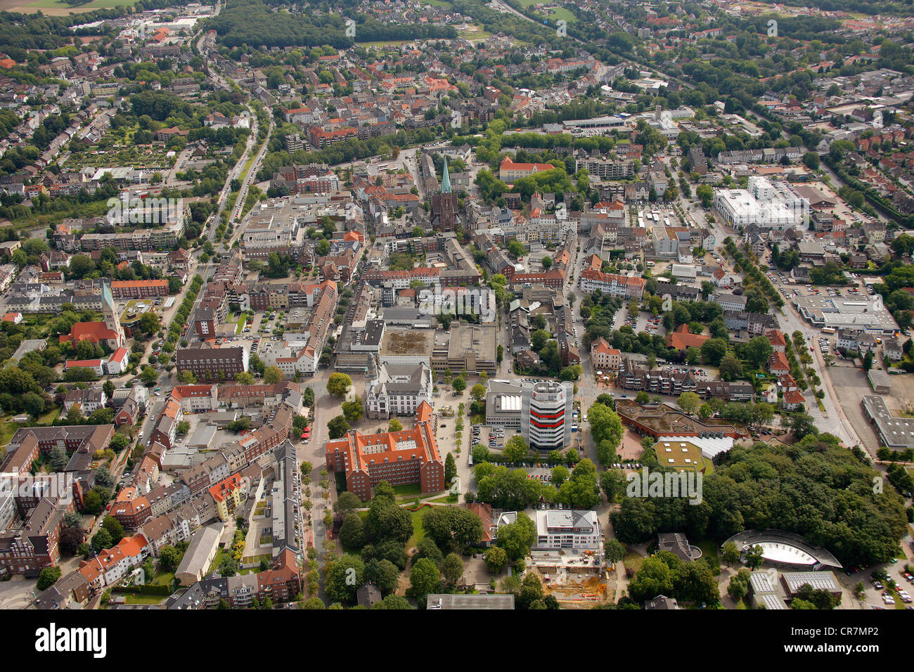 Luftaufnahme, Stadtzentrum mit Rathaus, Gladbeck, Ruhrgebiet, Nordrhein-Westfalen, Deutschland, Europa Stockfoto