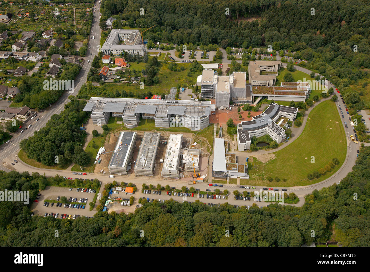 Luftaufnahme, Entfernung der Fernuniversität Hagen, Hagen, Ruhrgebiet, Nordrhein-Westfalen, Deutschland, Europa Stockfoto
