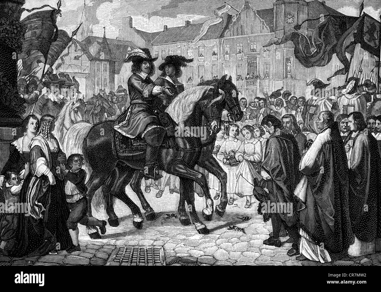 Philip William, 4.10.1615 - 12.9.1690, Kurpfalz 16.5.1685 - 12.9.1690, Eintritt in Düsseldorf, 1653, Kupferstich, 17. Jahrhundert, Stockfoto