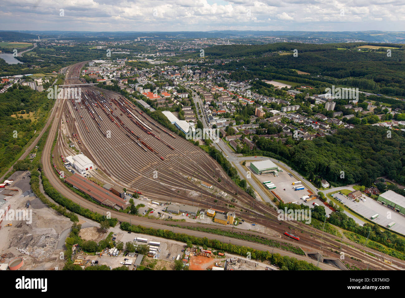 Luftbild, Güterbahnhof, Vorhalle District, Hagen, Ruhr und Umgebung, Nordrhein-Westfalen, Deutschland, Europa Stockfoto