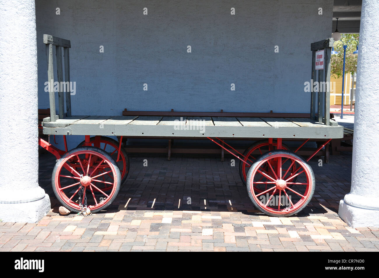 Alten Gepäckwagen am Bahnhof, Williams, Arizona (alte Route 66 Stadt) Stockfoto