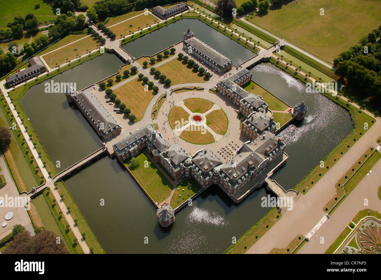 Luftaufnahme, Schloss Nordkirchen Schloss, ein Wasserschloss mit einem barocken Park, Münsterland, Nordrhein-Westfalen Stockfoto