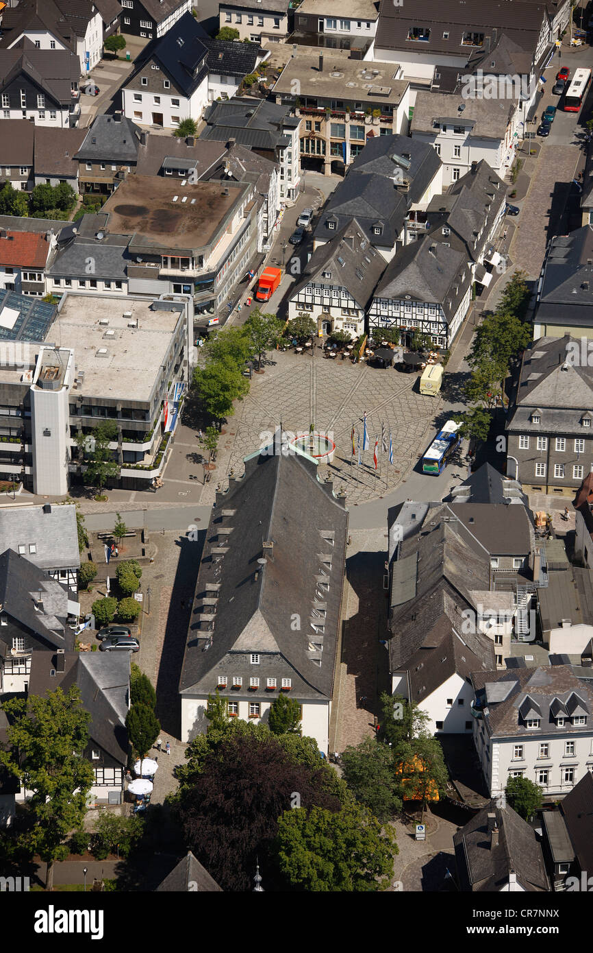 Antenne zu sehen, Rathaus, Brilon, Sauerland Region, North Rhine-Westphalia, Deutschland, Europa Stockfoto