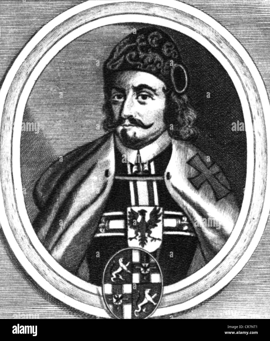 Heinrich Reuss von Plauen, 1400 - 2,1.1470, Großmeister des Deutschen Orden 17.10.669 - 2.1.1470, Porträt, Holzgravur, 19. Jahrhundert, Stockfoto
