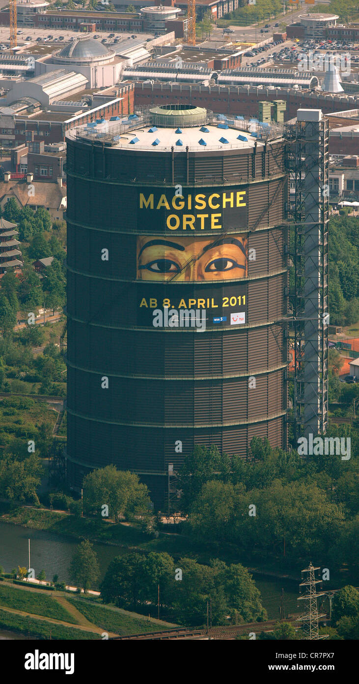 Luftbild, Neue Mitte Bezirk, Centro Entwicklung, Bau, Oberhausen, Ruhr Gasometer Bereich, North Rhine-Westphalia Stockfoto