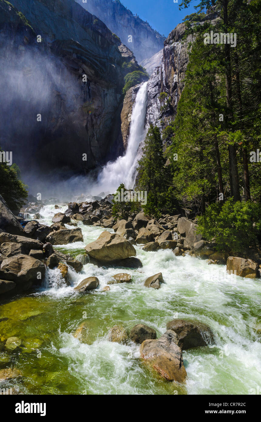 Lower Yosemite Falls, Yosemite-Nationalpark, Kalifornien USA Stockfoto