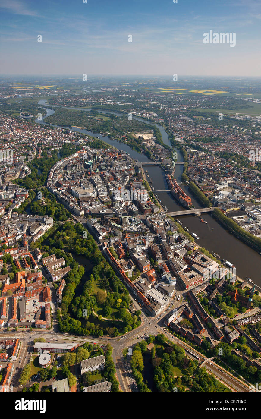 Luftbild, alte Stadt-Insel, Weser gelegen, Bremen, Deutschland, Europa Stockfoto