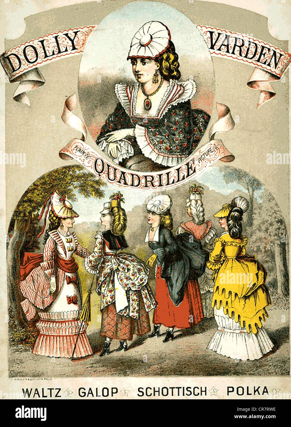 DOLLY VARDEN 1872 Noten basierend auf die Damen-Mode-Stil der damals beliebten Stockfoto