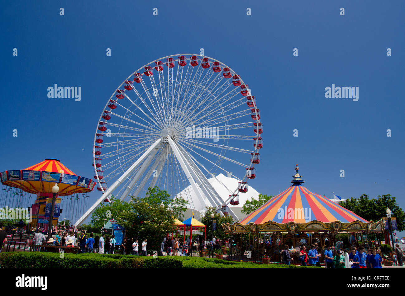 Illinois, Chicago. Navy Pier entlang der Ufer des Lake Michigan. Stockfoto