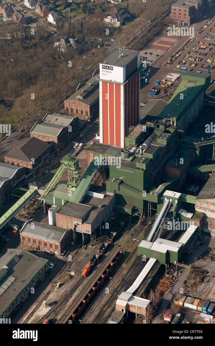 Luftbild, Zeche Turm, Friedrich-Heinrich Zeche, Bergwerk West Mine, Kamp-Lintford, Niederrhein Stockfoto