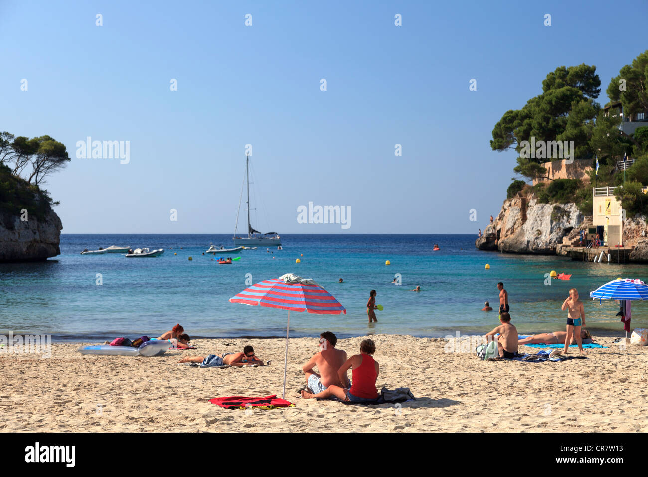 Spanien, Balearen, Mallorca, Cala Santanyi Strand Stockfoto