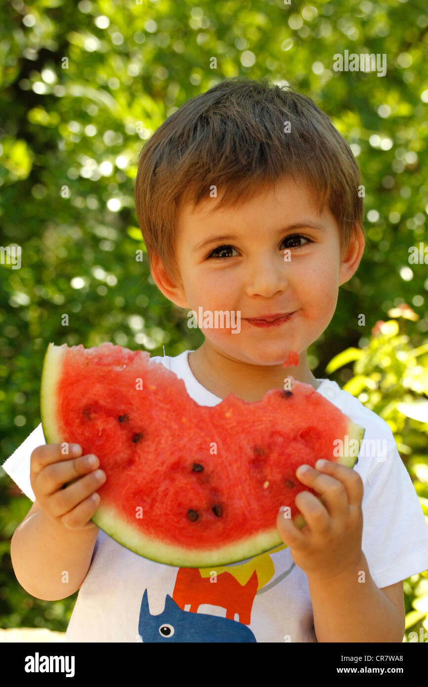 Wassermelone essen Stockfoto