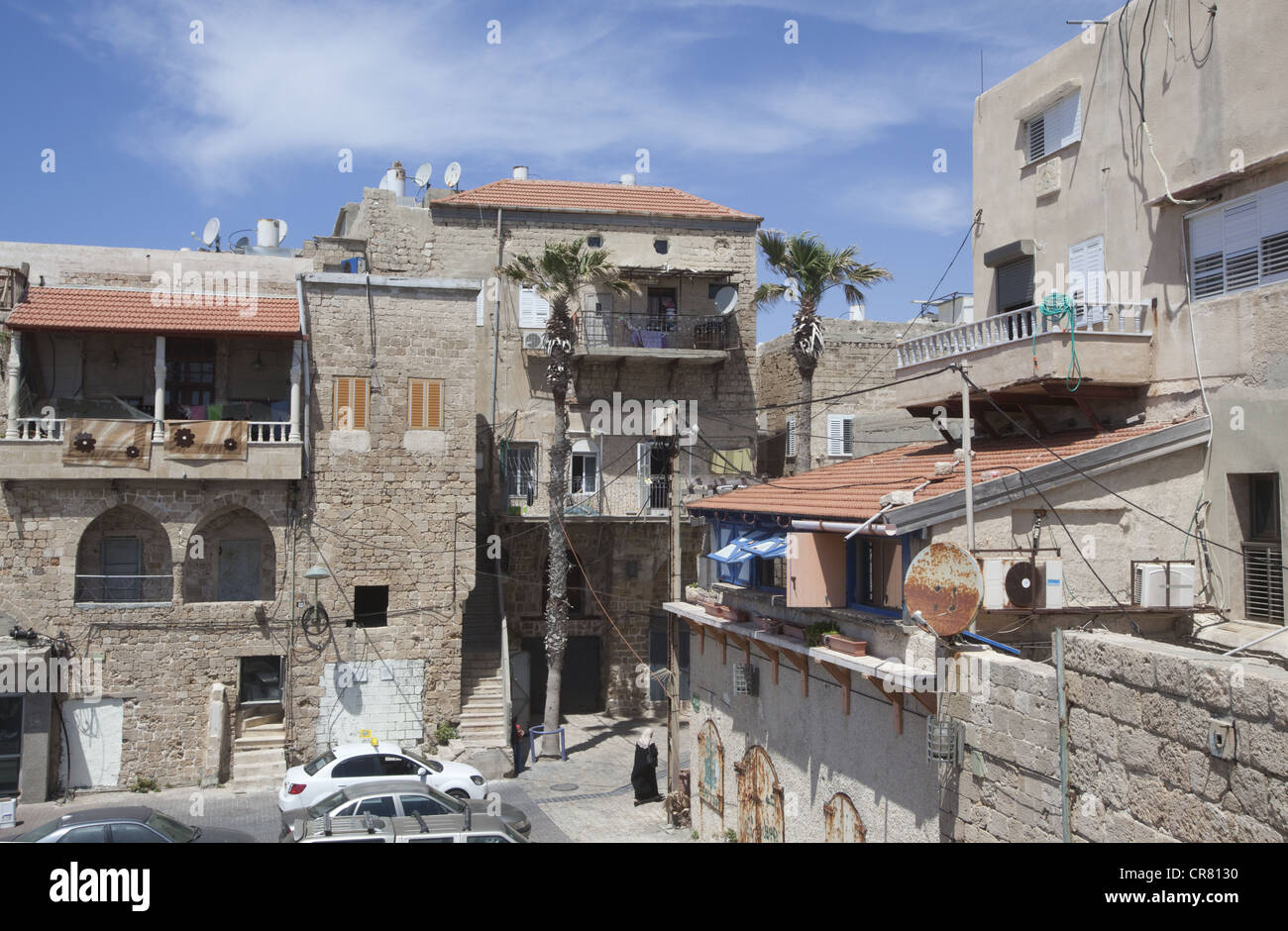 Wohnungen in der Altstadt von Akko, Israel Stockfoto