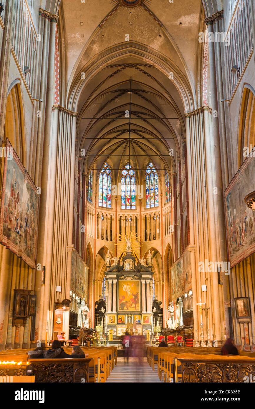 Interieur, St Salvators Kathedrale, Sint-Salvator-Kathedrale, Brügge, Brügge, West-Flandern, flämische Region, Belgien, Europa Stockfoto