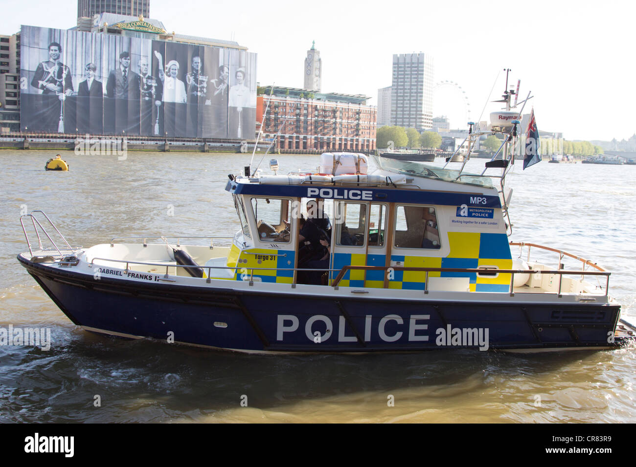 Polizeiboot - Themse - London Stockfoto