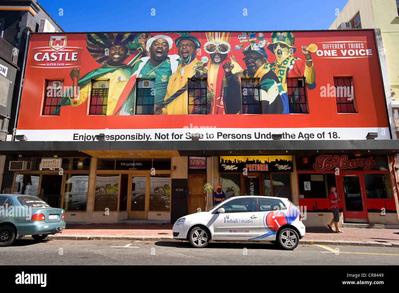 Südafrika, Western Cape, Cape Town, 2010 World Cup Werbeschild Stockfoto