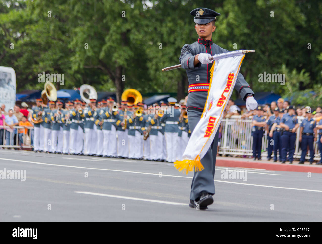 Mitglieder der Philippine Military Academy durchführen Stille Bohren während der Feier des Unabhängigkeitstages Länder Stockfoto