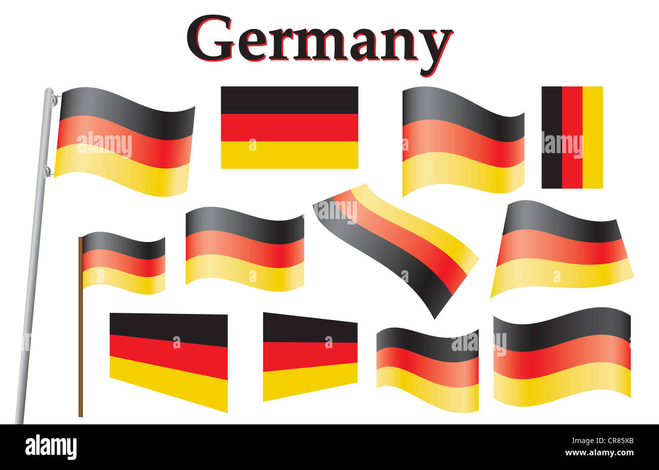 Satz von Deutschlandfahnen Illustration Stockfoto