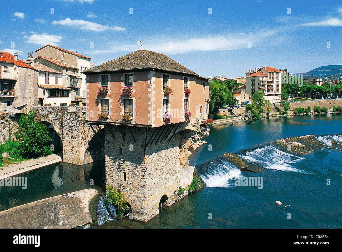 Frankreich, Aveyron, Millau, die alte Mühle am Fluss Tarn Stockfoto