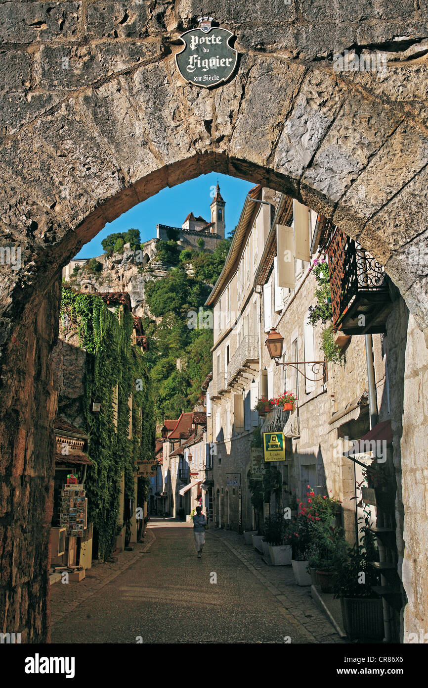 Frankreich, Lot, Rocamadour, die Porte du Figuier Stockfoto